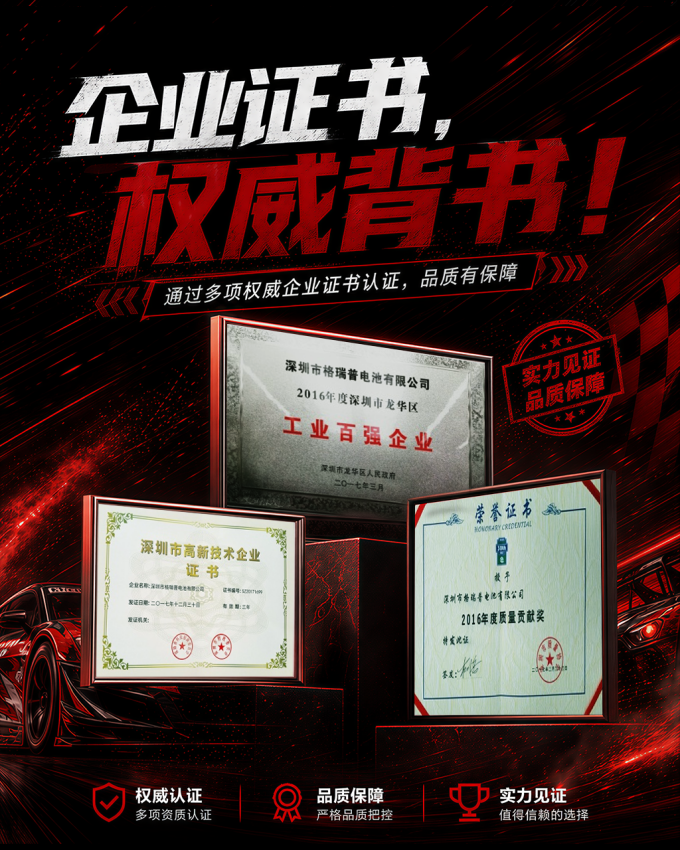 格氏ace車模電池 企業(yè)證書 格氏ace車模電池 企業(yè)證書
